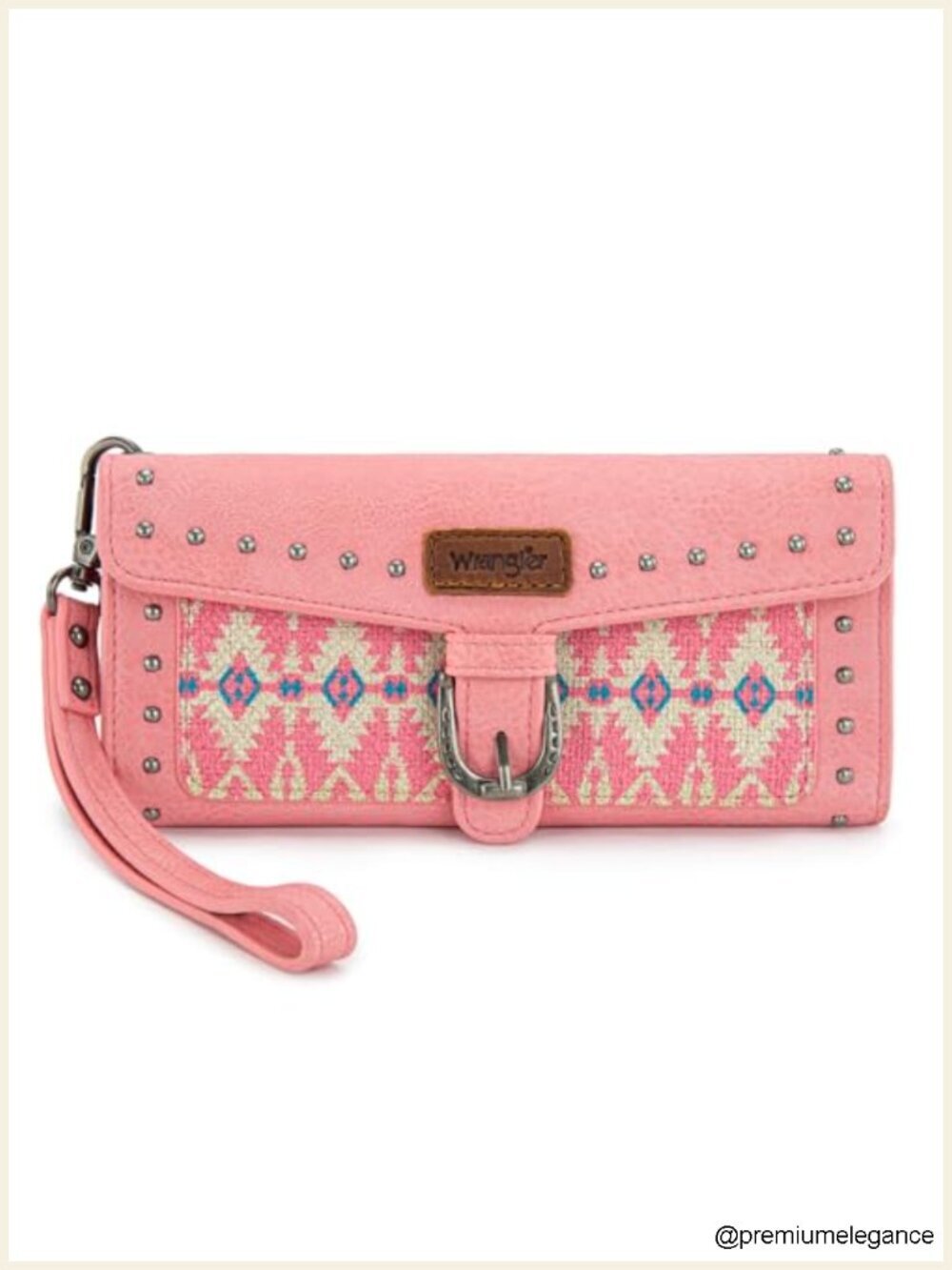 Western Wristlet Wallet with Detachable Card Holder - Faux Leather RFID